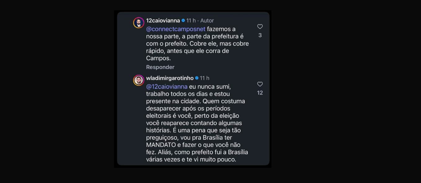 Troca de farpas nas redes 